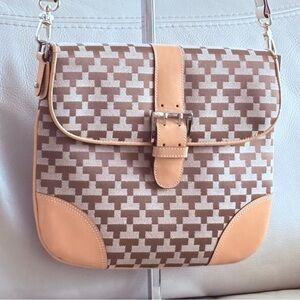 Le Tanneur Monogram Canvass Tan and Brown Women Shoulder Crossbody Bag